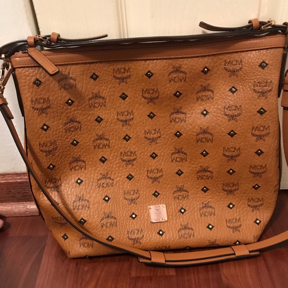Authentic MCM Gold Visetos Hobo Bag